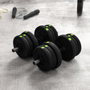 Set 2 in 1 con 2 Manubri Convertibili in Bilanciere Peso Totale 20 kg Nero    