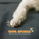 Divano per Cani 66x42x28,5 cm con Braccioli di Supporto in Legno Multistrato e Tessuto French Terry Grigio Scuro      