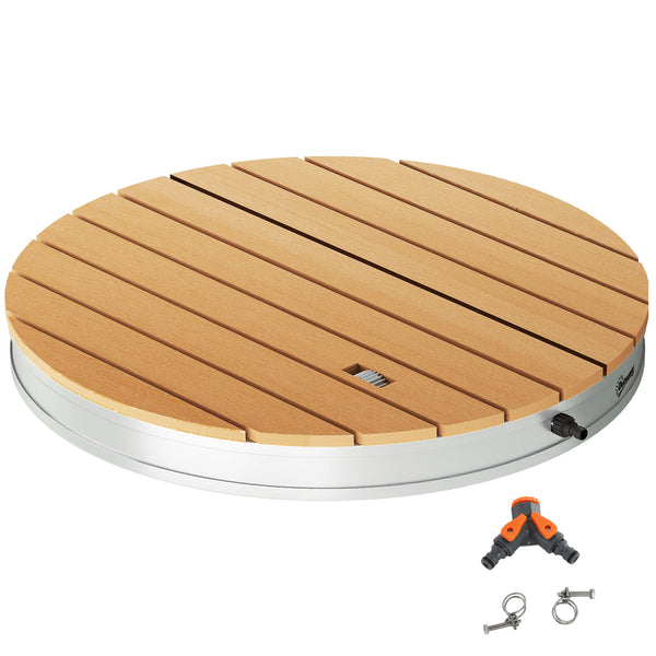 sconto Doccia da Giardino Portatile Ø70,5x7,5 cm Getti d'Acqua Regolabili fino a 4 m in Polistirene Effetto Legno