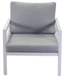 Set Salotto da Giardino Divano 2 Poltrone e Tavolino in Alluminio New Irvine Bianco
