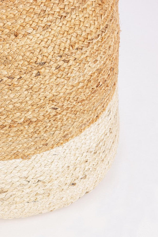 Pouf Ø 45 cm Jalaja in Fibre Naturali Bianco sconto
