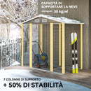 Casetta Box da Giardino Porta Attrezzi 213x120x166-194 cm con Porte Scorrevoli e Lucchetto con Chiavi in Metallo Grigio Scuro  