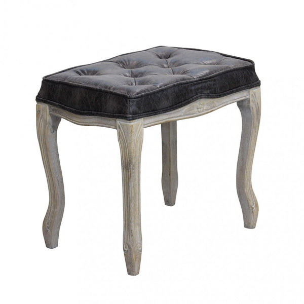 online Marly Hocker 50x36x47 h cm aus Holz und grauem Kunstleder