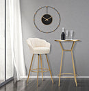 Sgabello Bar Vienna Crema 55x53x110 cm Spugna e Tessuto e Metallo Crema e Oro