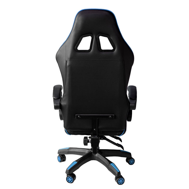 Sedia da Gaming Ergonomica 64x53x122-133 cm con Poggiapiedi in Similpelle Blu