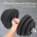 Set di Manubri per Allenamento a Casa in Tubi d'Acciaio e PE Plastica 12 Pezzi 40Kg Nero