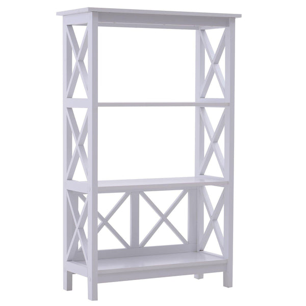 Bücherregal Wandregal mit 3 Regalen aus weißem Holz 70x30x113 cm acquista