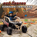 Macchina Elettrica per Bambini 3-5 Anni 12V con Licenza Kawasaki Doppio Motore Telecomando e Musica Giallo      