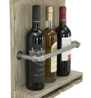 Porta Bottiglie-Bicchieri Tube Verticale 34x12x76 cm MDF e in Ferro Naturale e Argento