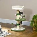Albero Tiragraffi per Gatti con Lettino Piattaforma e Palo Sisal Verde e Bianco      
