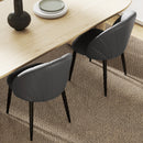 Set 2 Sedie da Pranzo Schienale a Conchiglia in Pelle PU Grigio Scuro   