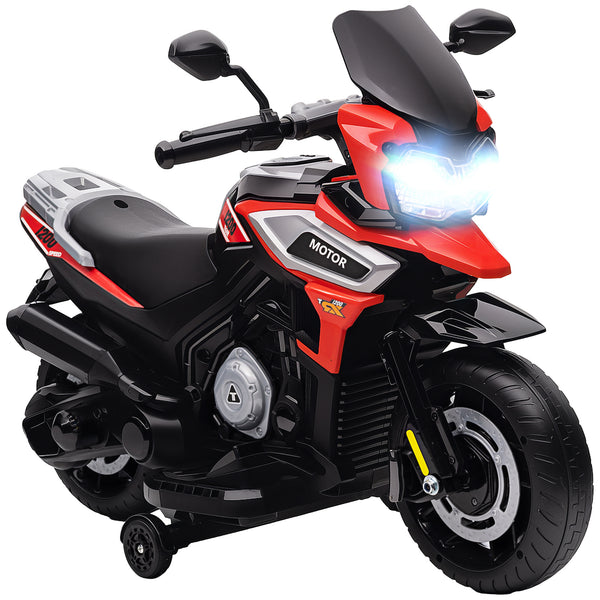 Moto Elettrica per Bambini 12V con Rotelle Specchietti e Poggiapiedi in PP e Metallo Rosso acquista