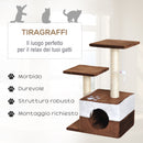 Albero Tiragraffi per Gatti con Topolino Appeso in Peluche Marrone 45x33x70 cm 