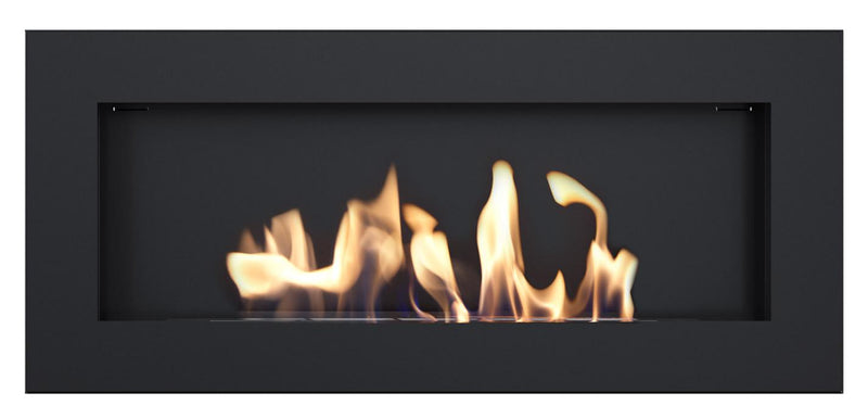 Camino a Bioetanolo da Parete 90x40 cm Flig con Vetro o Senza Vetro Tampa Slim Nero