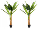 Set 2 Piante Artificiali di Banano 135 cm in Plastica con Vasi Verde