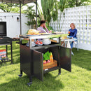 Carrello per Barbecue 116x50x93 cm con Armadietto Piano in Acciaio Inox Nero  