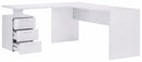 Scrivania Angolare 180/160x60x75cm cm New Selina Bianco Lucido e Ardesia