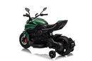 Moto Elettrica per Bambini Licenza Ufficiale Ducati Diavel 12V con Rotelle di Supporto Verde