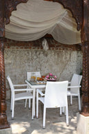 Tavolo da Giardino in Polyrattan con Vetro 80x80H77cm Adila Bianco Crema