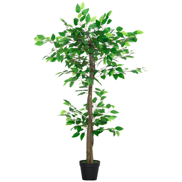 sconto Pianta Artificiale Albero del Tè con 546 Foglie Realistiche e Vaso Cemento 120 cm Verde