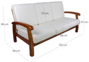 Divano Divanetto 3 Posti in Legno 175x85x83cm Vandi Grigio