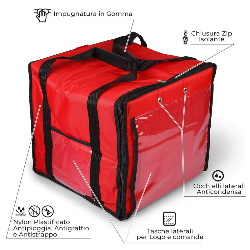 Borsa Termica Porta Pizze da Asporto 8/10 Cartoni Safemi Express 10 Rossa e Nera