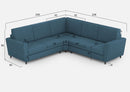 Divano Angolare 5 Posti 228x228x85 cm Yasel in Tessuto Avio