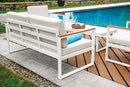 Set Salotto da Giardino Divano 2 Poltrone e Tavolino Cerveteri in Alluminio Bianco e Ecrù