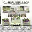 Set Salotto da Giardino con Divanetto Poltrone e Tavolino con Piano in Vetro in Rattan PE Verde   