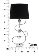 Lampada da Tavolo Argento Ball Ø33x67 cm in Ferro PVC e Tessuto Argento e Nero