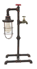 Lampada da Tavolo Manhattan/Cage 27x27x56 cm in Ferro Nero Rame e Rosso