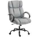 Sedia Ufficio Ergonomica 71x80x110-118A cm Portata 220kg Girevole in Tessuto Effetto Lino Grigio Chiaro      