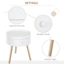 Tavolino da Salotto Moderno con Cassetto in Legno Bianco Ø38x45 cm 