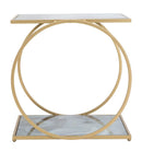 Tavolinetto Glam 2 Level 52,5x50x51 cm in Ferro MDF e Vetro Oro e Multicolor