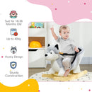 Cavallo a Dondolo per Bambini in Legno e Peluche Cane Husky Grigio