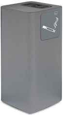 Posacenere da Esterno 30x30xh65 cm In Acciaio Verniciato con Vaschetta Superiore Grigio