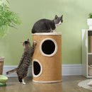 Torre Tiragraffi per Gatti con Casette in Peluche a 2 Livelli in Sisal Marrone  