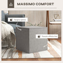 Pouf Poggiapiedi Quadrato  Rivestimento Rimovibile in Tessuto Effetto Lino 41x41x41 cm Grigio Chiaro