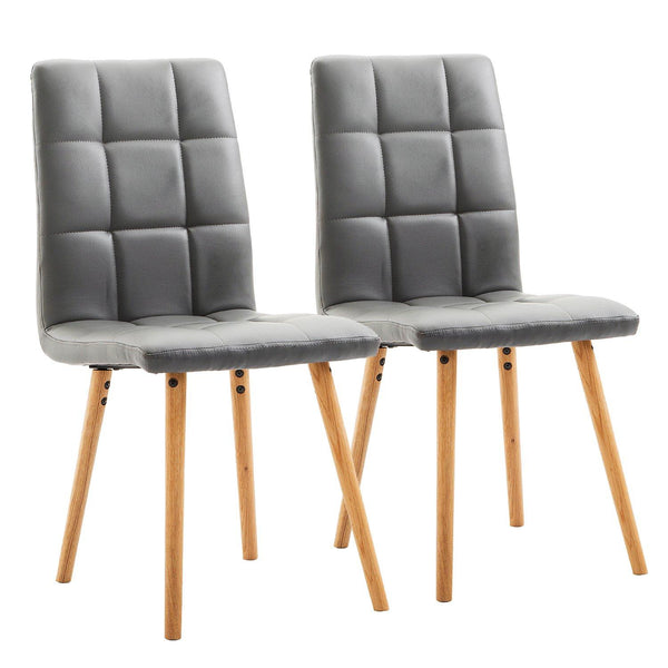 online Set mit 2 modernen Polsterstühlen aus grauem Kunstleder und Holz, 45 x 56 x 93 cm