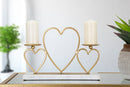 Portacandele 2 Posti da Tavolo 30x9x20 cm in Metallo Oro Base in Marmo Bianco