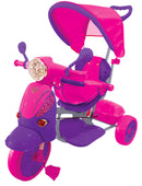 Triciclo a Spinta Seggiolino Reversibile per Bambini Kidfun Classic Fucsia e Viola