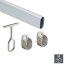 Set 2 Bastoni Appendiabiti per Armadi Ovali 140 cm in Alluminio Emuca Anodizzato opaco