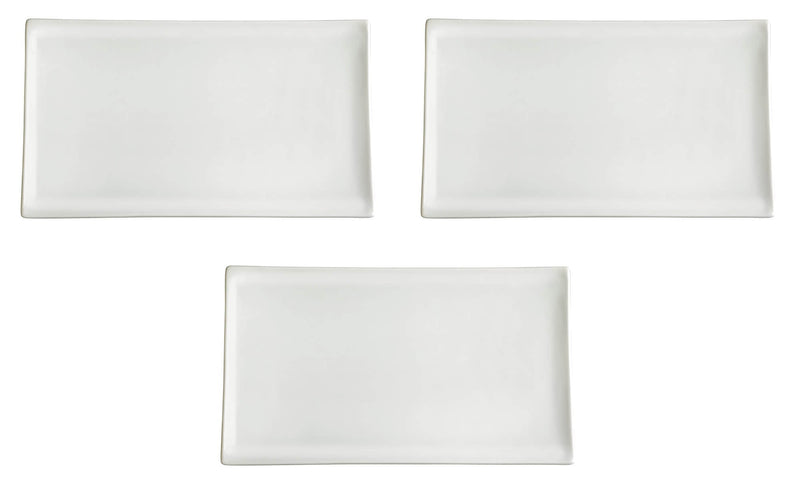 Set 3 Vassoi Rettangolari 28x14x1,7 cm in Porcellana Allluminica Kaleidos Aluxina Bianchi