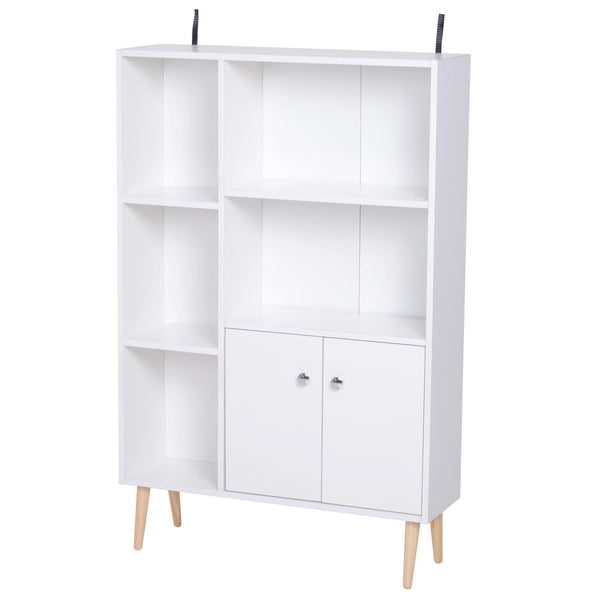 Bücherschrank mit Füßen aus weißem Kiefernholz 80 x 23,5 x 118 cm acquista