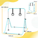 Sbarra Ginnastica Artistica per Bambini 148x105x88-128A cm con 2 Anelli in Acciaio Verde Chiaro      