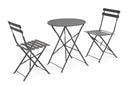 Set 3 Pezzi Bistrot da Giardino con Tavolo e 2 Sedie in Acciaio Verniciato Austin Antracite  