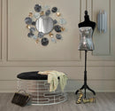 Puff Ice Ø91,5x47 cm in Ferro e MDF e Spugna e Poliestere Argento e Nero