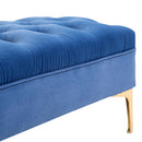 Panca Imbottita Fondoletto 118x45x42 cm in Tessuto Vellutato Blu