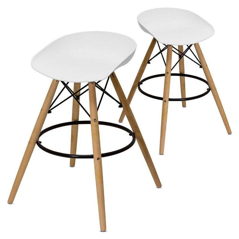 Set 2 Sgabelli da Cucina 43x42x77 cm Gambe in Legno Alfred Bianchi