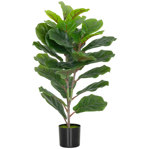 acquista Pianta Artificiale Ficus Lyrata Alta 80 cm per Interni con Vaso in PEVA Verde